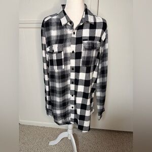 Sean John Black and White Plaid Men's Shirt size XL